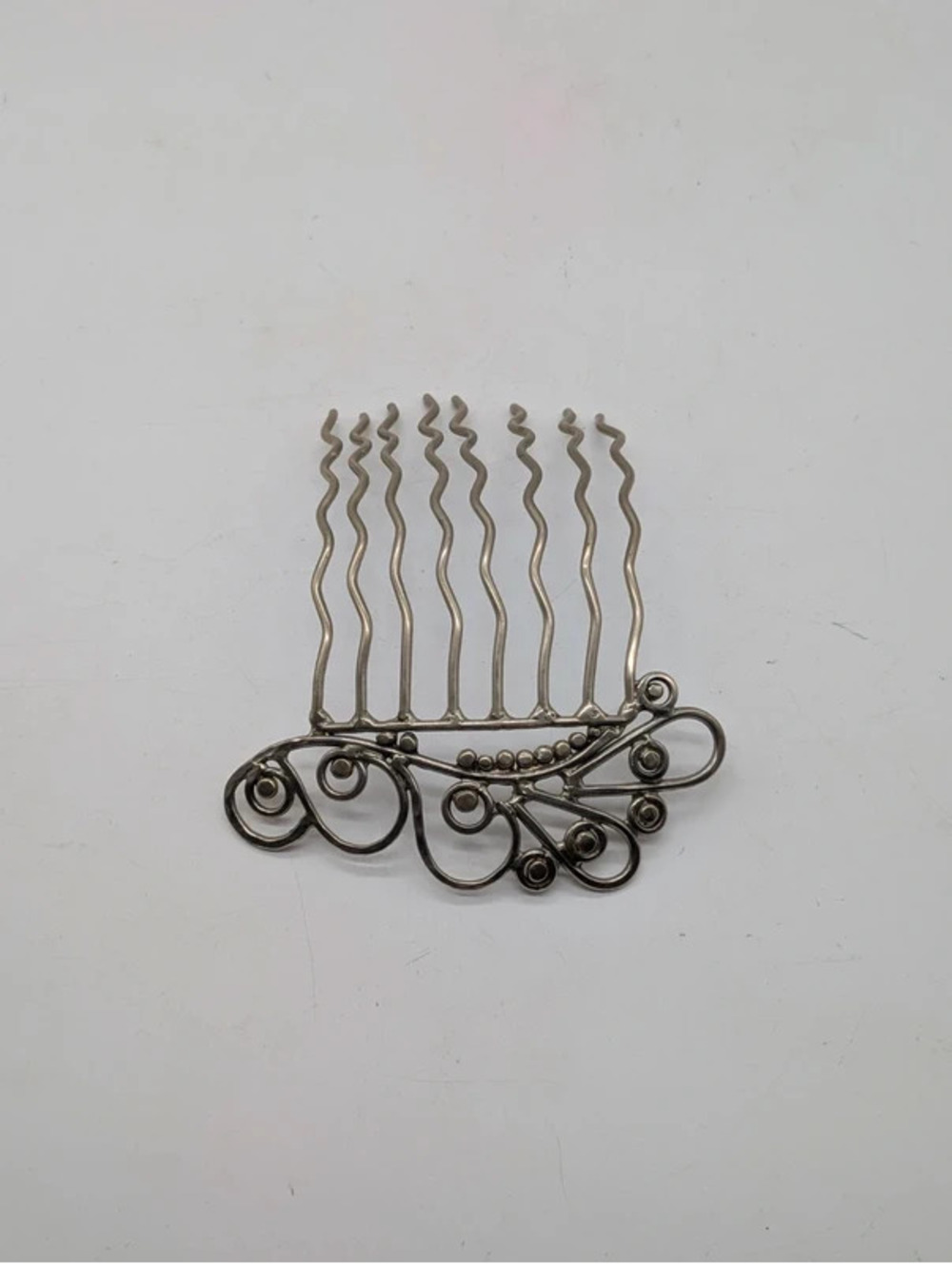 Vintage Silver Wire Scroll Filigree Hair Comb Hairpin Clip